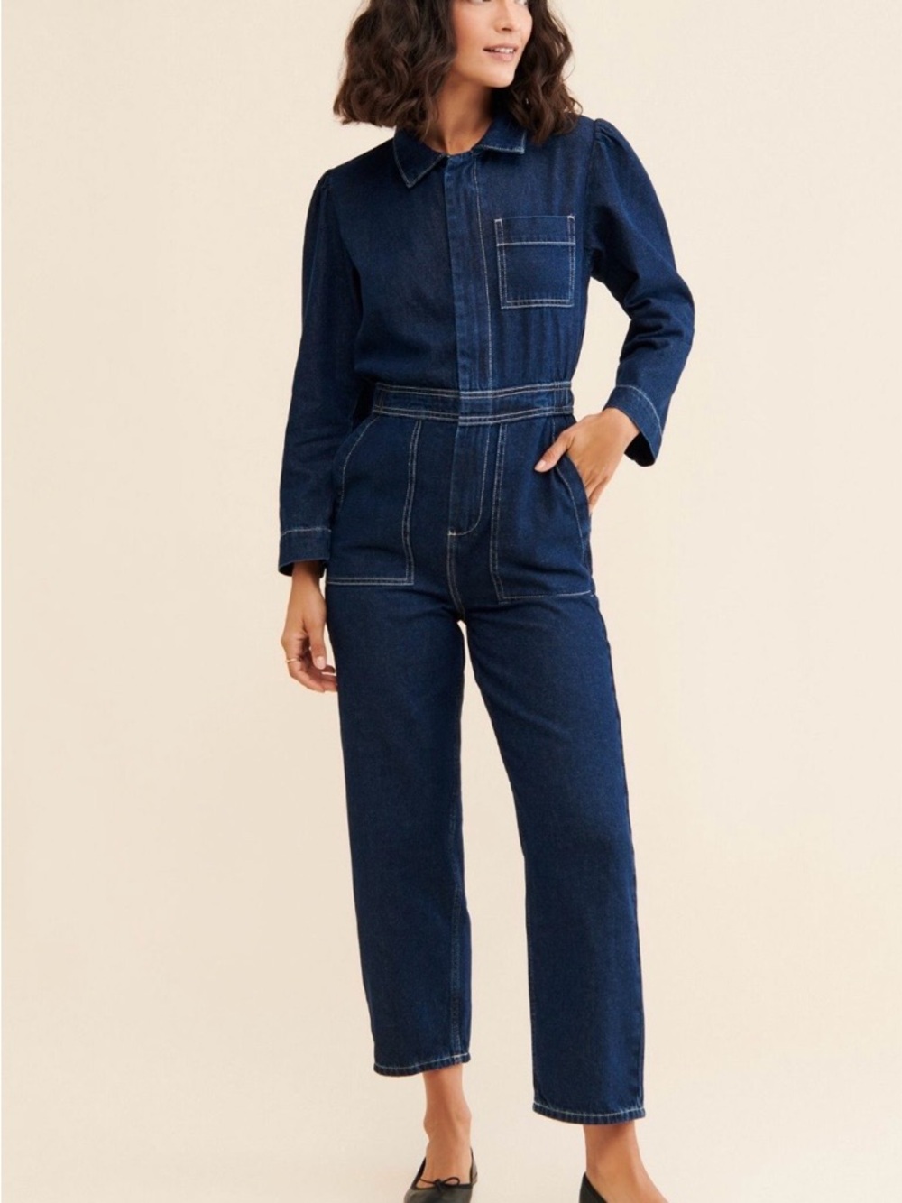 Classic Dark Blue Denim Jumpsuit for Women